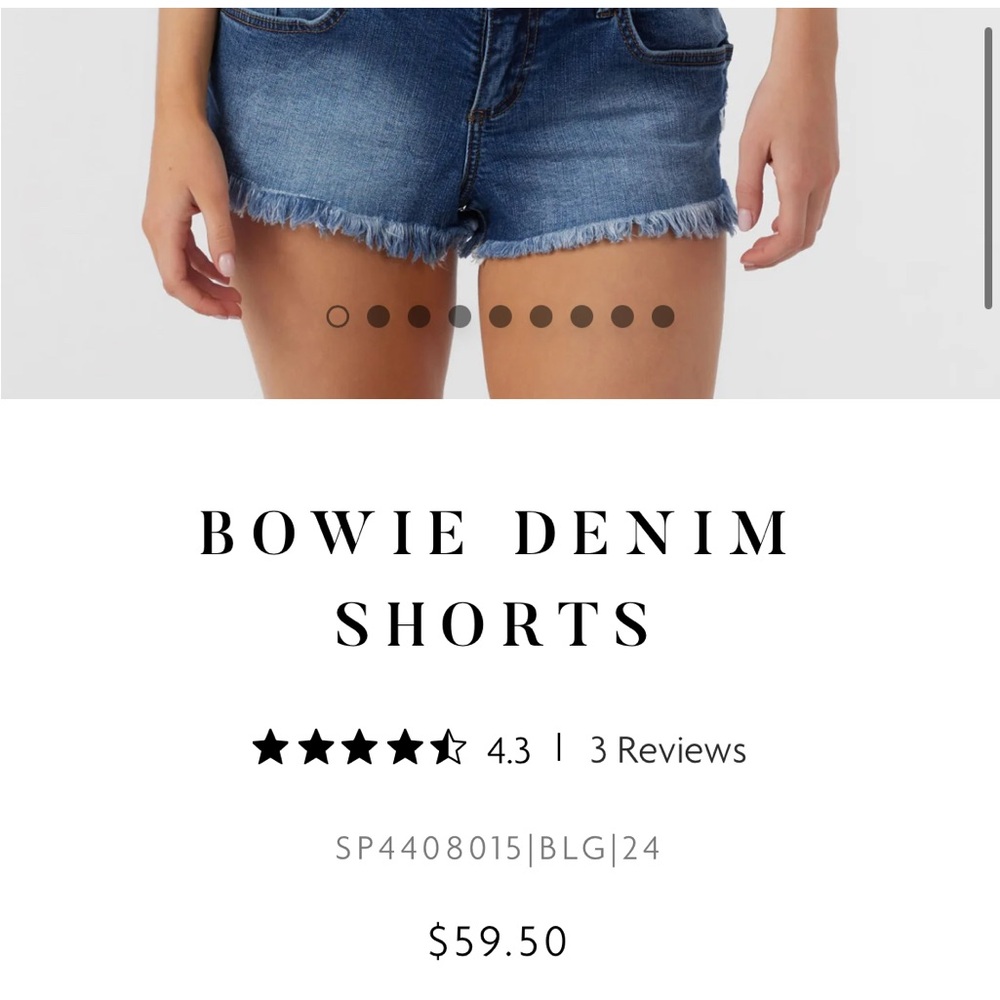 NWT ONEILL BOWIE Jeans Blue Grass Wash Denim Frayed Hem Women's Shorts Size 26